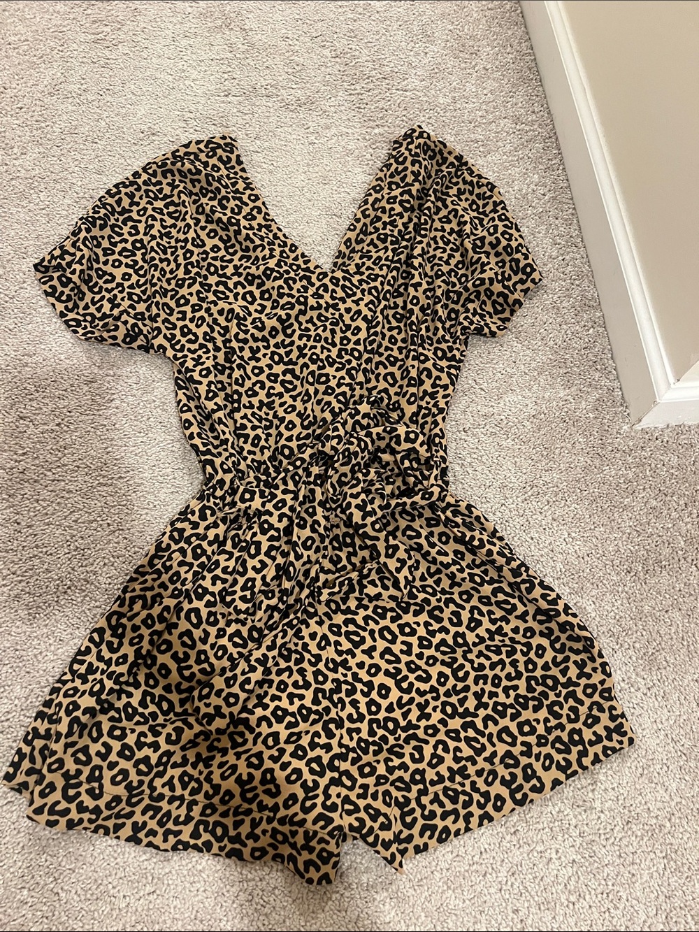 Carmela Leopard Print Romper - Tan & Black